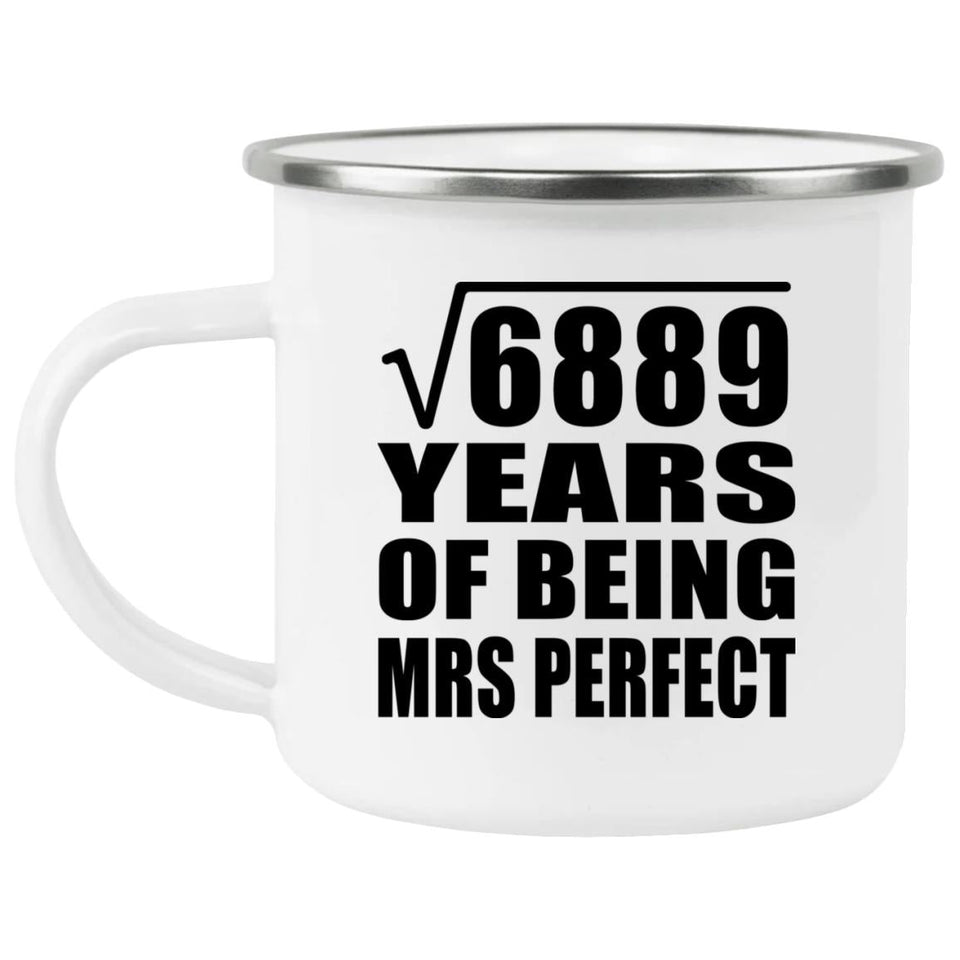 83rd Anniversary Square Root of 6889 Years of Mrs Perfect - 12oz Camping Mug