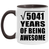 71st Birthday Square Root of 5041 Years of Being Awesome - 11oz Accent Mug Black