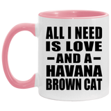 All I Need Is Love And A Havana Brown Cat - 11oz Accent Mug Pink