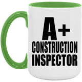 A+ Construction Inspector - 15oz Accent Mug Green