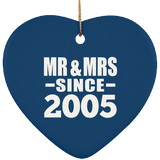 19th Anniversary Mr & Mrs Since 2005 - Heart Ornament