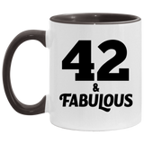 42nd Birthday 42 & Fabulous - 11oz Accent Mug Black