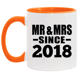 6th Anniversary Mr & Mrs Since 2018 - 11oz Accent Mug Orange