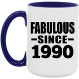 34th Birthday Fabulous Since 1990 - 15oz Accent Mug Purple