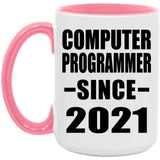 Computer Programmer Since 2021 - 15oz Accent Mug Pink