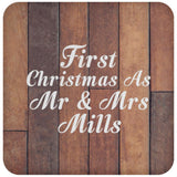 First Christmas As Mr & Mrs Mills - Drink Coaster E