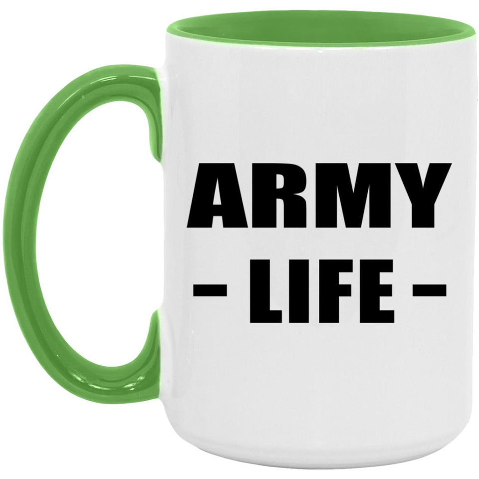 Army Life - 15oz Accent Mug Green