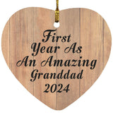 First Year As An Amazing Granddad 2024 - Heart Ornament C