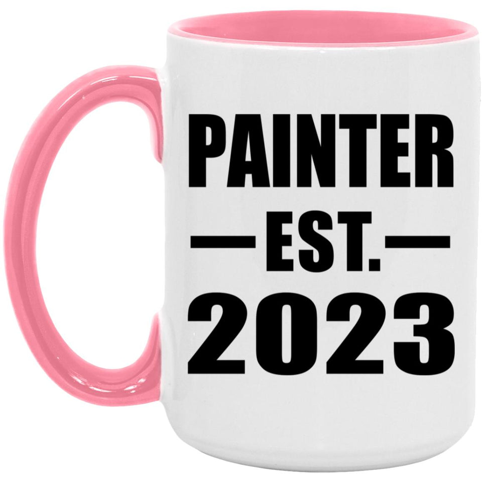 Painter Established EST. 2023 - 15oz Accent Mug Pink