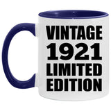 103rd Birthday Vintage 1921 Limited Edition - 11oz Accent Mug Purple