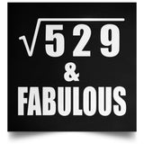 23rd Birthday Square Root of 529 & Fabulous - Poster Square