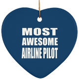 Most Awesome Airline Pilot - Heart Ornament