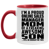 Proud Online Sales Manager Mom Of Awesome Son - 11oz Accent Mug Red