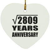 53rd Anniversary Square Root of 2809 Years Anniversary - Heart Ornament