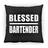 Blessed Bartender - Throw Pillow Black