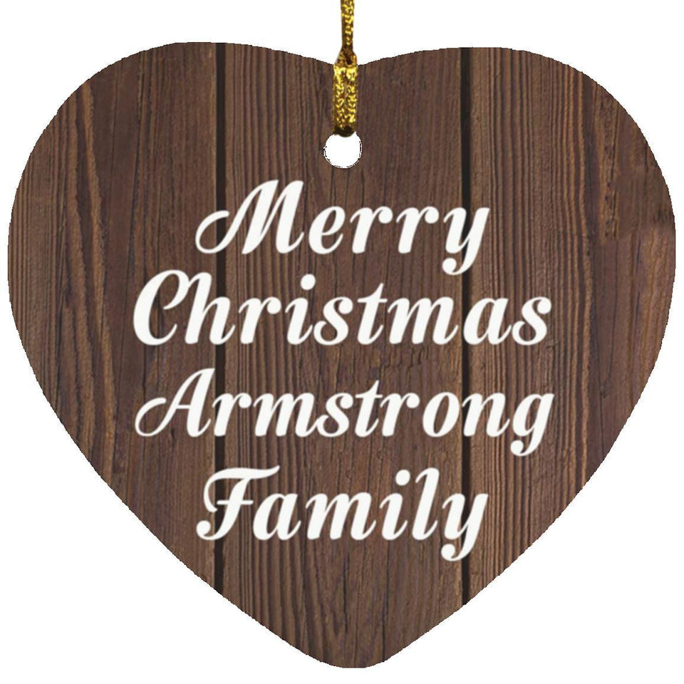 Merry Christmas Armstrong Family - Heart Ornament D