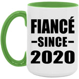Fiance Since 2020 - 15oz Accent Mug Green