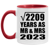 47th Anniversary Square Root of 2209 Years As Mr & Mrs 2023 - 11oz Accent Mug Red
