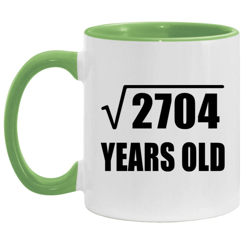 52nd Birthday Square Root of 2704 Years Old - 11oz Accent Mug Green