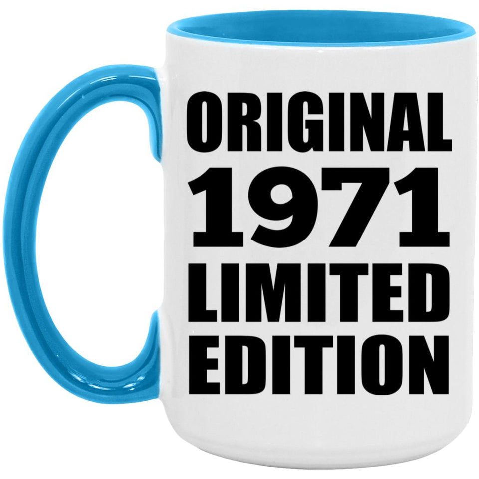 53rd Birthday Original 1971 Limited Edition - 15oz Accent Mug Blue