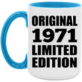 53rd Birthday Original 1971 Limited Edition - 15oz Accent Mug Blue