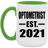 Optometrist Established EST. 2021 - 15oz Accent Mug Green