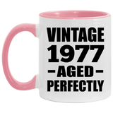 47th Birthday Vintage 1977 Aged Perfectly - 11oz Accent Mug Pink