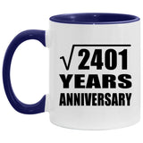 49th Anniversary Square Root of 2401 Years Anniversary - 11oz Accent Mug Purple