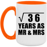 6th Anniversary Square Root of 36 Years As Mr & Mrs - 15oz Accent Mug Orange