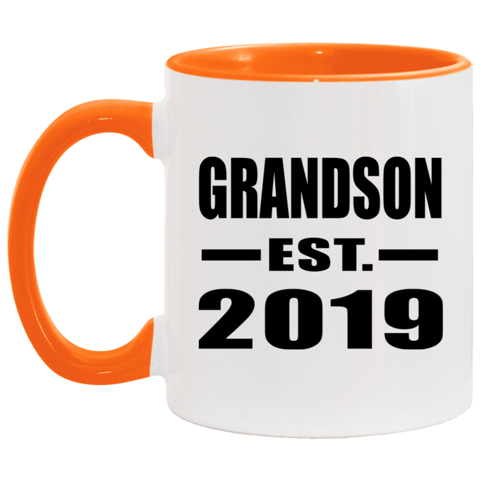 Grandson Established EST. 2019 - 11oz Accent Mug Orange