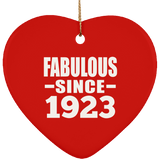 101st Birthday Fabulous Since 1923 - Heart Ornament