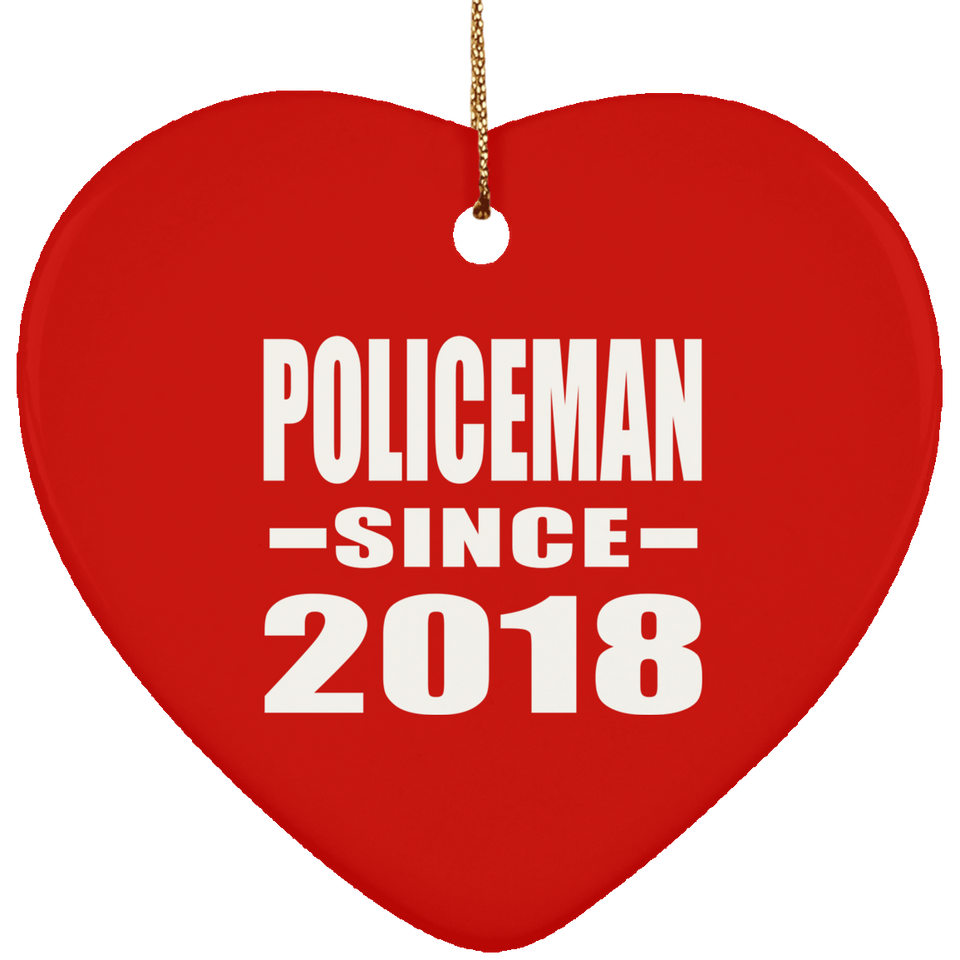 Policeman Since 2018 - Heart Ornament