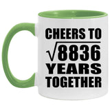 94th Anniversary Cheers To Square Root of 8836 Years Together - 11oz Accent Mug Green