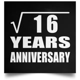 4th Anniversary Square Root of 16 Years Anniversary - Poster Square