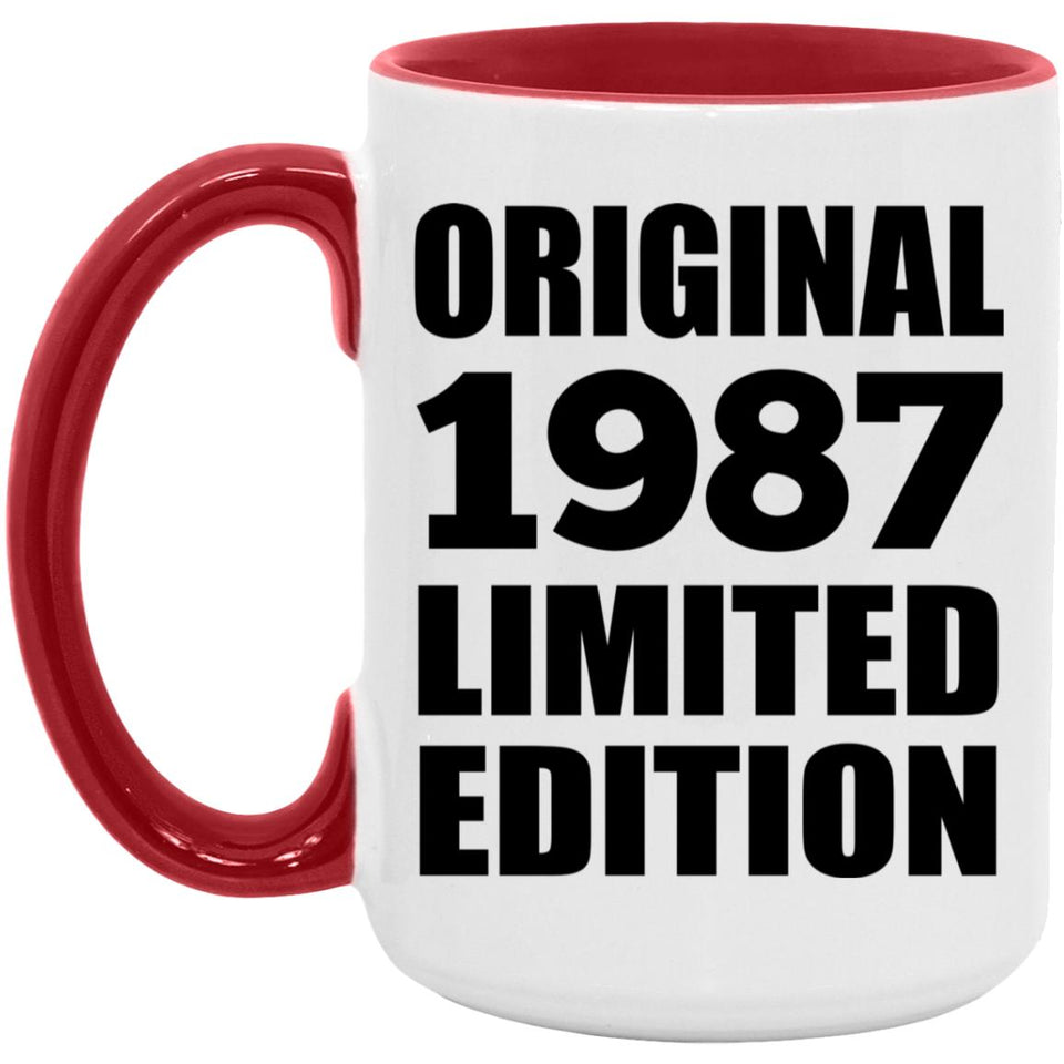 37th Birthday Original 1987 Limited Edition - 15oz Accent Mug Red