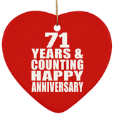 Happy 71st Anniversary 71 Years & Counting - Heart Ornament