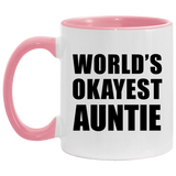 World's Okayest Auntie - 11oz Accent Mug Pink