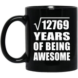 113th Birthday Square Root of 12769 Years of Being Awesome - 11oz Coffee Mug Black