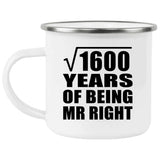 40th Anniversary Square Root of 1600 Years of Being Mr Right - 12oz Camping Mug