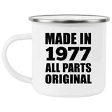 47th Birthday Made in 1977 All Parts Original - 12oz Camping Mug
