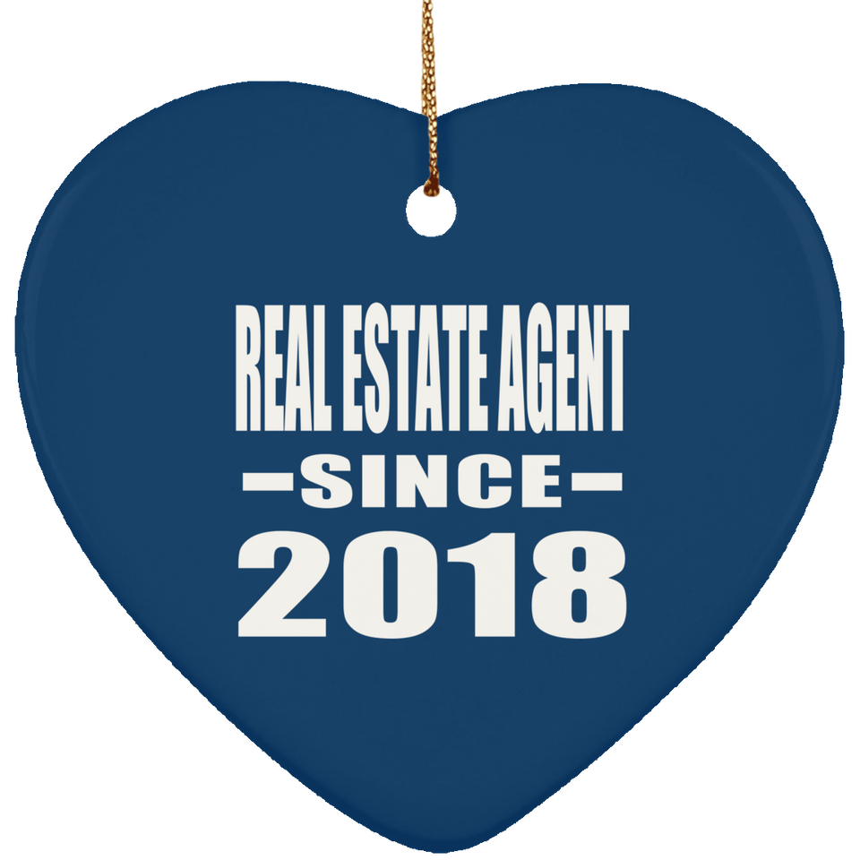 Real Estate Agent Since 2018 - Heart Ornament