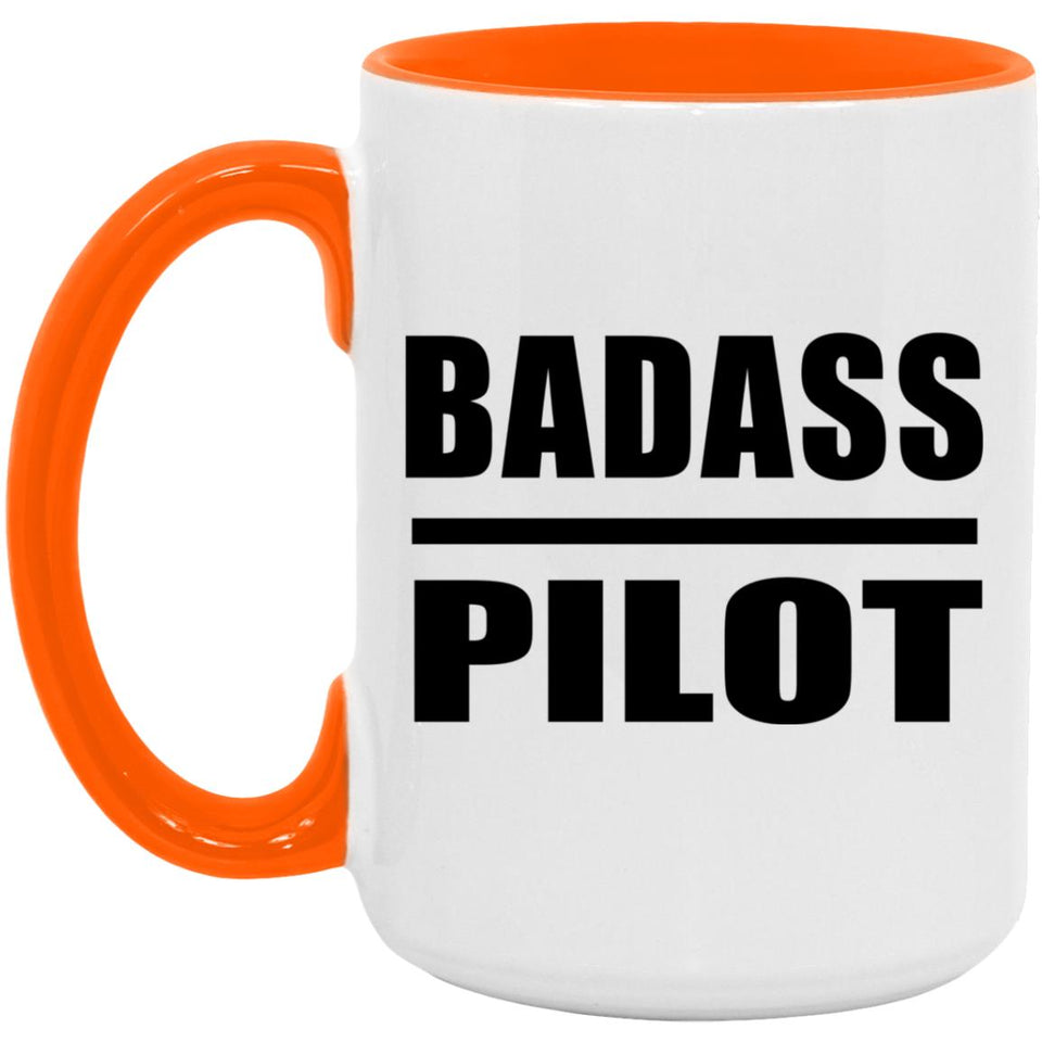 Badass Pilot - 15oz Accent Mug Orange