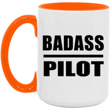 Badass Pilot - 15oz Accent Mug Orange