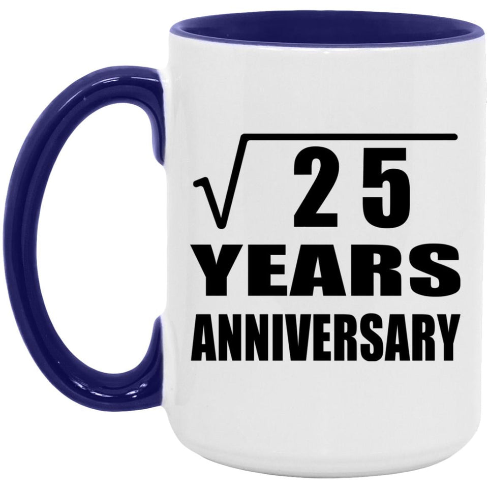 5th Anniversary Square Root of 25 Years Anniversary - 15oz Accent Mug Purple