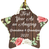 First Year As An Amazing Grandma & Grandpa 2021 - Star Ornament A