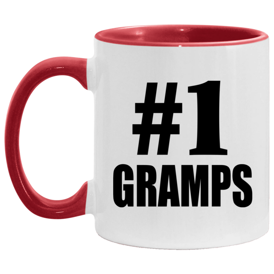 Number One #1 Gramps - 11oz Accent Mug Red