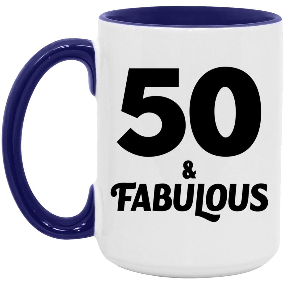 50th Birthday 50 & Fabulous - 15oz Accent Mug Purple