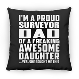 Proud Surveyor Dad Of Awesome Daughter - Throw Pillow Black