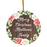 Merry Christmas Matthews Family - Circle Ornament A