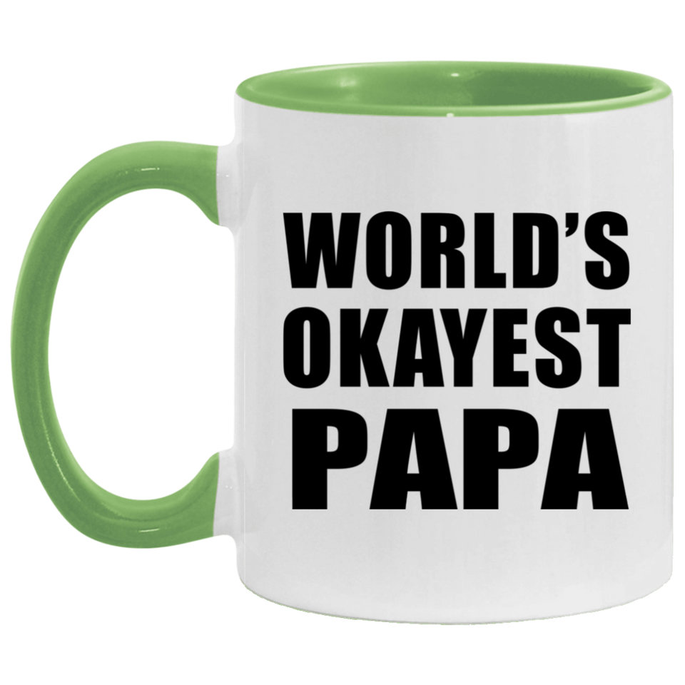 World's Okayest Papa - 11oz Accent Mug Green